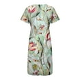 thumbnail image 4 of Women Boho Floral Printed Dress V Neck Half Sleeve Maxi Dress Front Button Side Pocket Loose Fit Dresses Summer Flowy Mid-Calf Dress Beach Party Dresses, 4 of 5