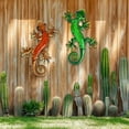 thumbnail image 6 of Metal Gecko Wall Art- 15 Inch Lizard Outdoor Decor Hanging Glass Sculpture, 2 Pack Gecko Wall Art Decorations for Garden Fence Home (Green&Orange), 6 of 8