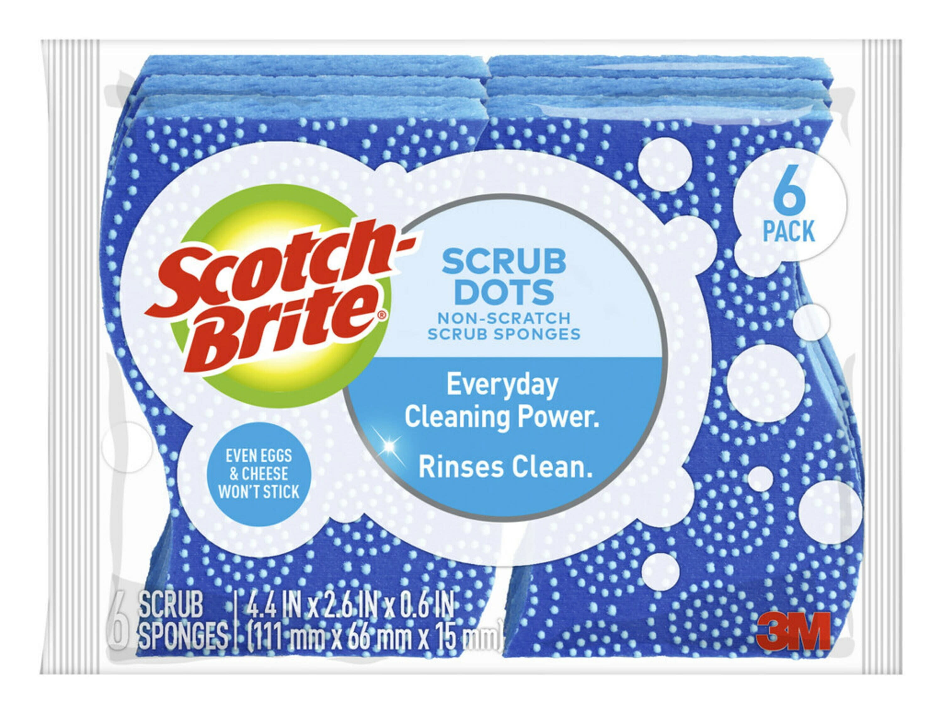 Scotch-Brite Scrub Dots Non-Scratch Scrub Sponges, 6 Scrubbing Sponges
