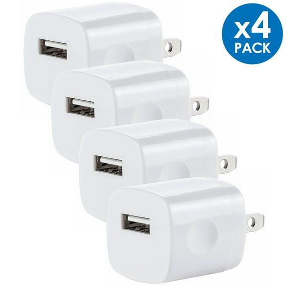 Wall Charger Cube,1A/5V Single Port USB Wall Plug 4 Pack Travel Black Charging Block Box Adapter Compatible iPhone,Samsung Galaxy A21 A51 A71 S20 S10 S9 S8,A10e,A90,Note20/10,Moto G7 G6,LG Stylo 6/5/4