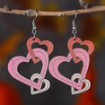 thumbnail image 2 of Pendientes colgantes de madera con corazones de amor para el día de San Valentín, aretes colgantes de madera con estampado doble de gato lindo en forma de corazón rojo y rosa para mujer, mam, 2 of 4