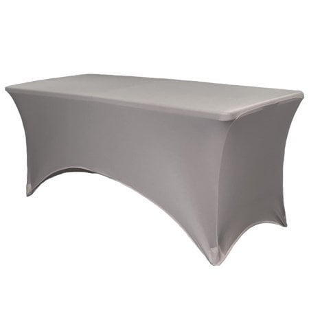 Your Chair Covers - Gray Rectangular Spandex Table Covers 4Ft Fitted Tablecloth Wedding Event Patio Decorations Elastic Fabric Stretch For Folding Table