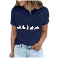 thumbnail image 2 of Zedker Easter Shirts for Women Bunny Shirt Easter Tshirt Rabbit Graphic T Shirts Casual Short Sleeve Tops Navy M, 2 of 8