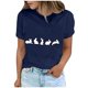 thumbnail image 2 of Tops de Cuello Alto para las Mujeres Amante Impreso Camiseta Cuello Redondo Manga Corta, Poliéster Spandex, 2 of 7