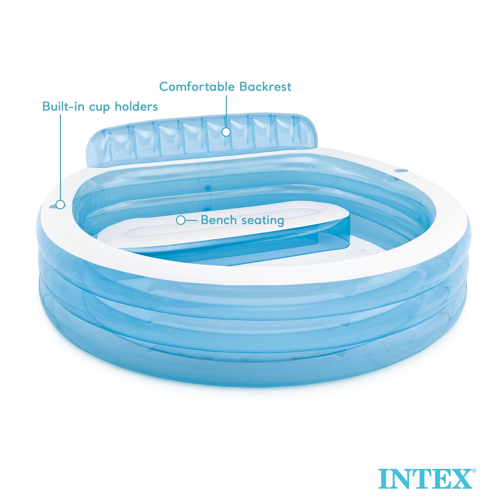 Intex, 2 x 57190EP, Swim Center Inflatable Family Lounge Swimming Pool with Bench 2 Pack, Blue