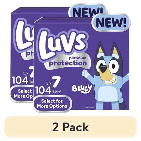 (2 pack) Luvs Platinum Protection Baby Diapers Size 7, 104 Count (Select for More Options)