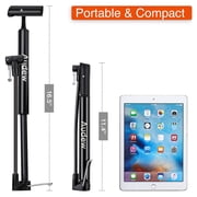 Audew 160 PSI Bike Floor Pump, Air Pump for Bike with Ball Needle Kit, Portable Air Pump for Balls, Toys, Basketball, Black