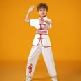 thumbnail image 2 of Vividxx Tracksuits Children Unisex Short Sleeve Shirt With Kung Fu Suits Tai Chi Uniform Trousers Satin Suit Training Arts Clothing Sets Outfits Sets Solid Color Toddler Comfort Dailywear, 2 of 3