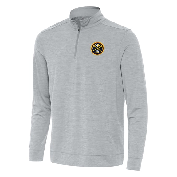 Men's Antigua Heather Gray Denver Nuggets Bright Quarter-Zip Top