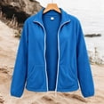 thumbnail image 4 of HappyYEE Fleece Jackets for Women, Lightweight Stand Collar Full Zip Coat with Pockets, Fall Long Sleeve Daily Comfy Outerwear, 4 of 5