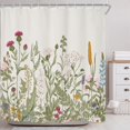 thumbnail image 2 of Riyidecor Cortina de ducha botánica de flores silvestres para decoración de baño, 72.0 x 72.0 in, flores florales, plantas, hierbas, hojas verdes salvia, juego decorativo de baño, accesorios de tela i, 2 of 5