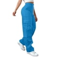 thumbnail image 2 of Resicozy Baggy Cargo Pants Women High Waisted Wide Leg Pants Hiking Streetwear Casual Fashion Trousers with Pockets Blue XL, 2 of 6