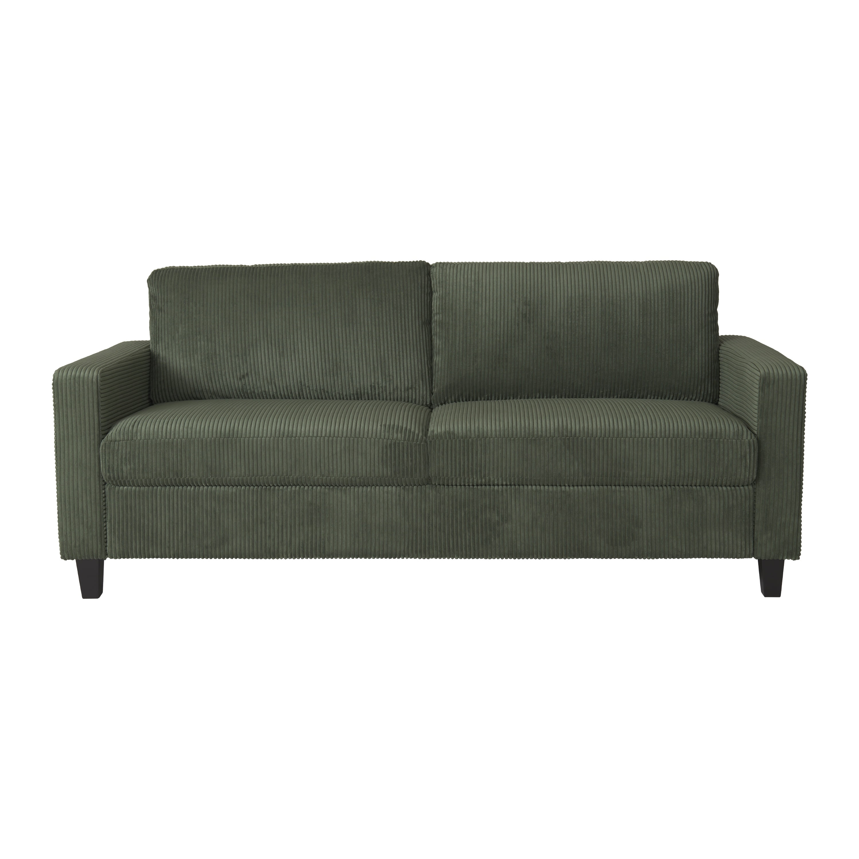 CorLiving Alton Green Corduroy Upholstered 3 Seater Sofa with Wood Legs