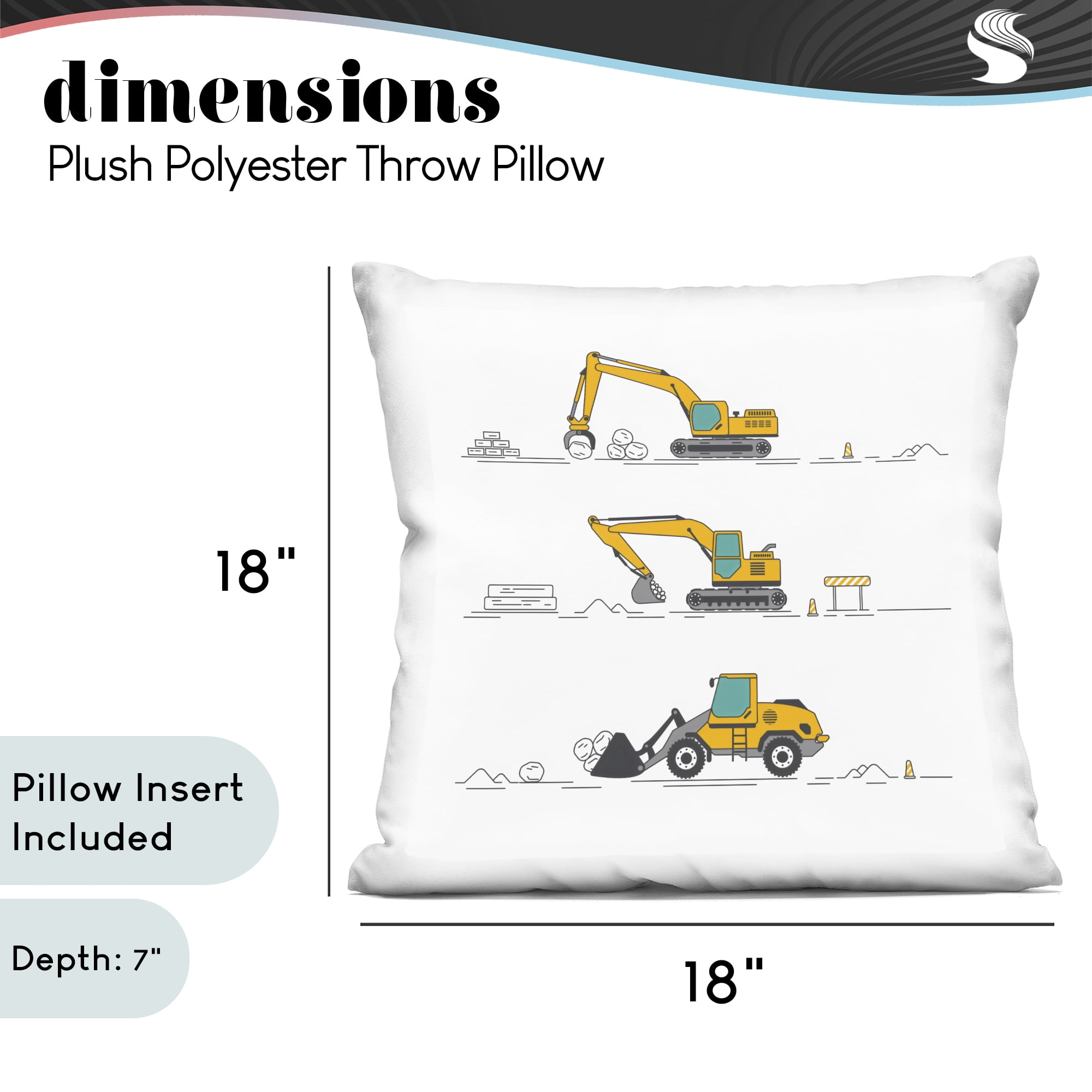 Stupell Industries Construction Digs Machine Decorative Printed Throw Pillow, design by Creative Studio