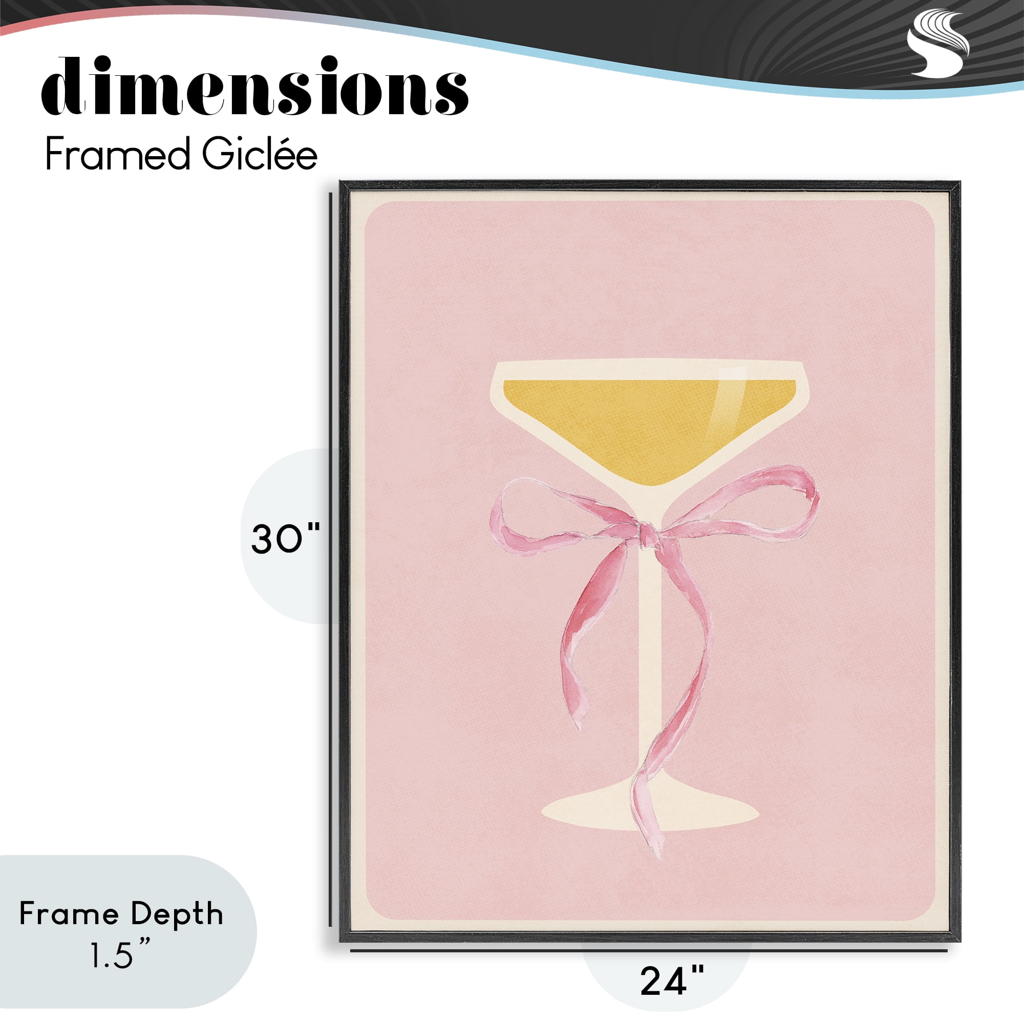 Stupell Industries Champagne Party Glass Black Framed Giclee Art, design by Lucille Price