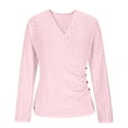 thumbnail image 4 of DAFPZW Women's Long Sleeve Deep V Neck Tops Wrap Ruched Slim Fit Lightweight Shirts Fashion Y2k Button Side Tunic Blouse, 4 of 7