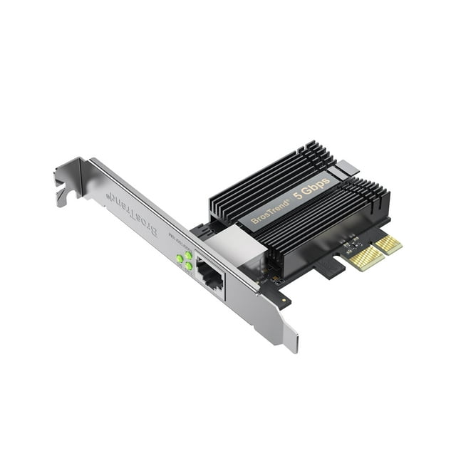 BrosTrend 5Gb PCIe Network Card, PCIe Ethernet Card with Extra Low-Profile, PCI Express Network Adapter for PC Windows 11/10 & Windows Server 2022 ONLY, PC