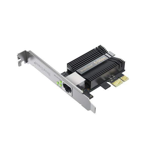 BrosTrend 5Gb PCIe Network Card, PCIe Ethernet Card with Extra Low-Profile, PCI Express Network Adapter for PC Windows 11/10 & Windows Server 2022 ONLY, PC