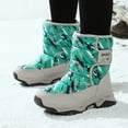thumbnail image 4 of Chenyee Boys Girls Snow Boots Water-proof Hook and Loop Mid Calf Faux Fleece Linrd Winter Shoes for Kids, 4 of 7