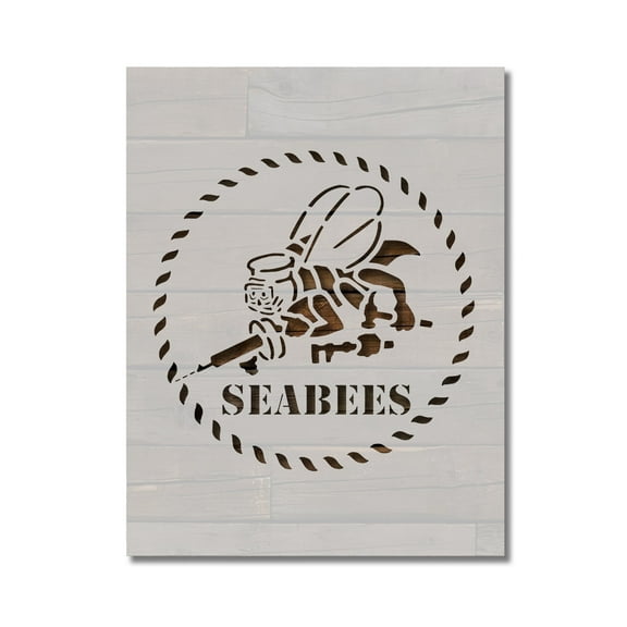 US Navy Seabees Stencil Template Reusable 8.5 x 11 Inches for Painting on Walls, Wood, Arts and Crafts by Stencilville