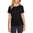 thumbnail image 1 of 1.STATE Womens Cinched Asymmetrical-Hem Basic T-Shirt, Black, Small, 1 of 1