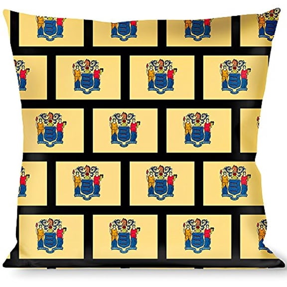 Buckle-Down Throw Pillow - New Jersey Flags Black