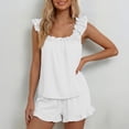 thumbnail image 3 of SUNBS 2 Piece Outfit for Women Lounge Sets Ruffle Pj Soft Tank Top and Shorts Sleepwear Set Bridal Pajamas Set, 3 of 10