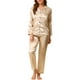 thumbnail image 5 of Conjunto de salón de satén para mujeres INSPIRE CHIC, camisa de botones de manga larga con pantalones, pijamas de seda XL Champagne, 5 of 7