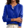thumbnail image 2 of Cardigan Sweaters for Women Fall Solid Button Up Knit Tops Lightweight Trendy Warm Soft Clothes Dark Blue XL, 2 of 6