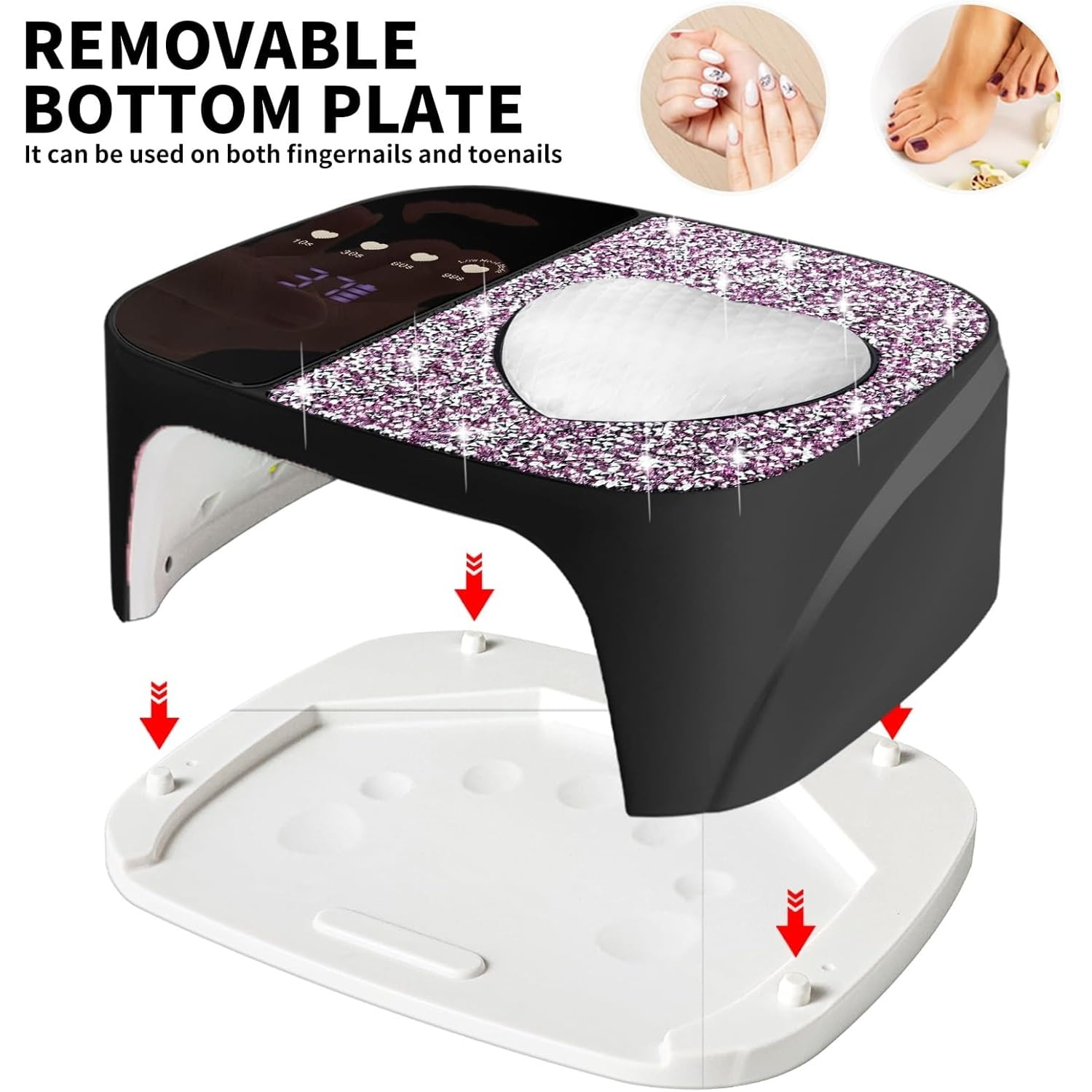 UV LED Nail Lamp Kit for Gel Polish Professional Fast Curing Black Dryer Light Set with 4 Timer Settings Cordless Rechargeable Nail Art Cure Machine for Manicure Pedicure at Home and Salon