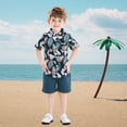 thumbnail image 3 of Conjunto de atuendo JunNeng para bebés pequeños, hawaianos, azul oscuro, de 2 a 3 años, 3 of 6