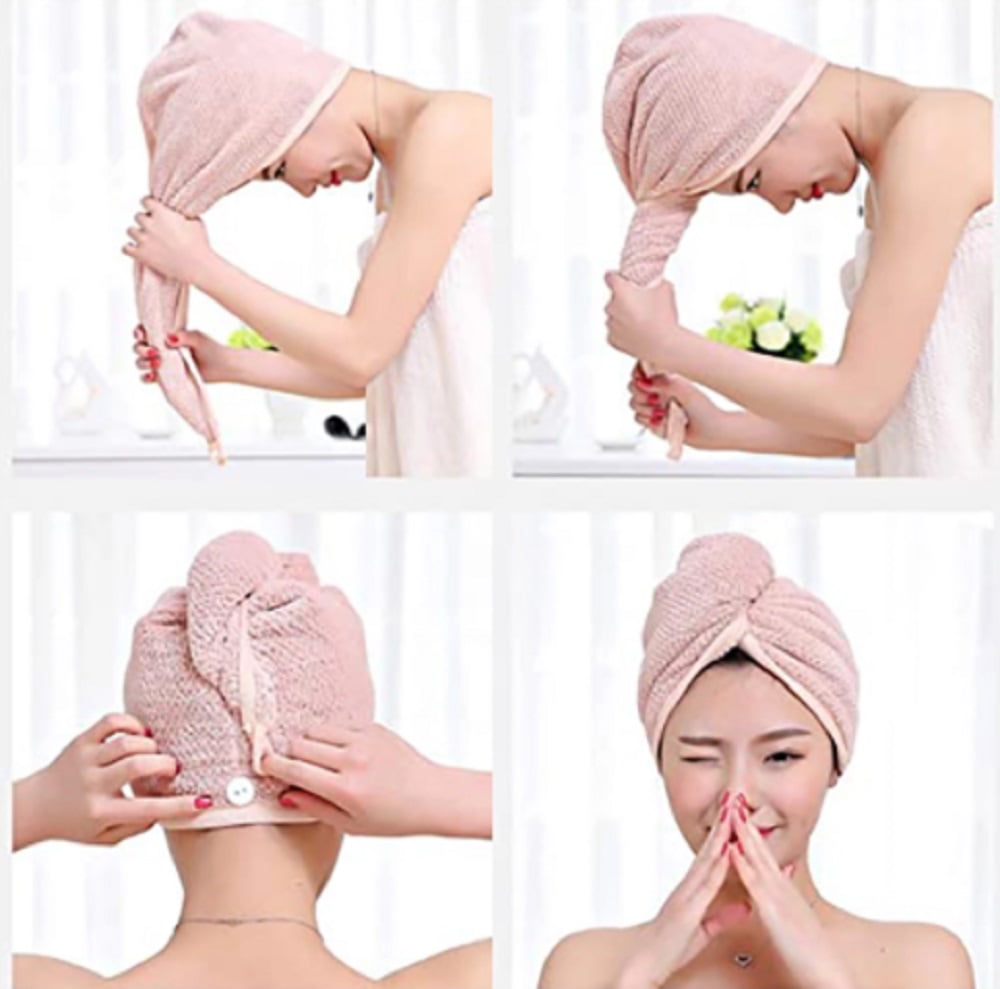 Details about   Rapid Fast Drying Hair Absorbent Towel Turban Wrap Soft Shower Bath Cap Hat 