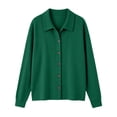 thumbnail image 5 of QIYAGBSA Long Sleeve Shirts for Women Button Down Soft Corduroy Collared Solid Color Casual Fall Winter Layering Tops (Green, 4XL), 5 of 5