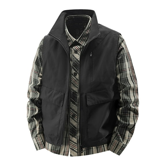 Paiwinds Men's Utility Vest Stand Collar Multiple Pockets Durable Design Outdoor Photography Casual Wear Lightweight Comfort Storage Solutions for Active Lifestyles