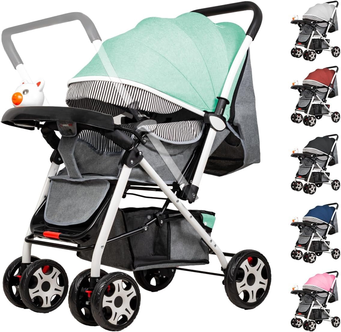 Carriola Infantil De Lujo Con Toldo De Viaje Compacta Y Ligera Carriola Para Bebe Con Jugetes Tela Transpirable Carrito Para Bebe Con Mango Ergonomico Carreola Ultra Ligera Y Comoda (Verde)
