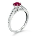 thumbnail image 3 of 10K White Gold Red Created Ruby and White Lab Grown Diamond Wedding Engagement Solitaire Anniversary Ring (0.78 Cttw, Round 5MM, Gemstone July Birthstone, Available in Size 5, 6, 7, 8, 9), 3 of 4