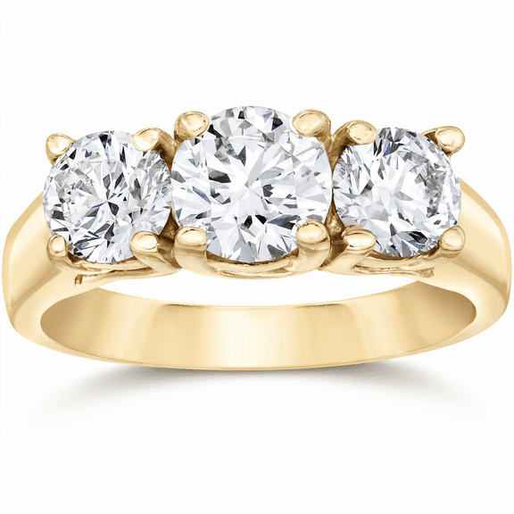 Pompeii 2ct Three Stone Diamond Engagement 14K Yellow Gold Ring (H,VS)
