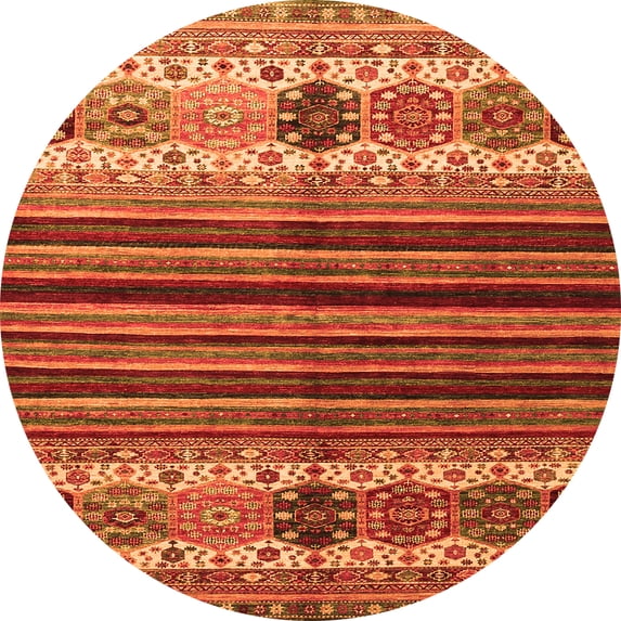 Ahgly Company Indoor Round Abstract Orange Contemporary Area Rugs, 7' Round