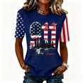 thumbnail image 2 of Domzest 9/11 25th Anniversary Shirt Womens Never Forget Patriotic American Flag Shirt Short Sleeve Crew Neck Tee Navy S, 2 of 6