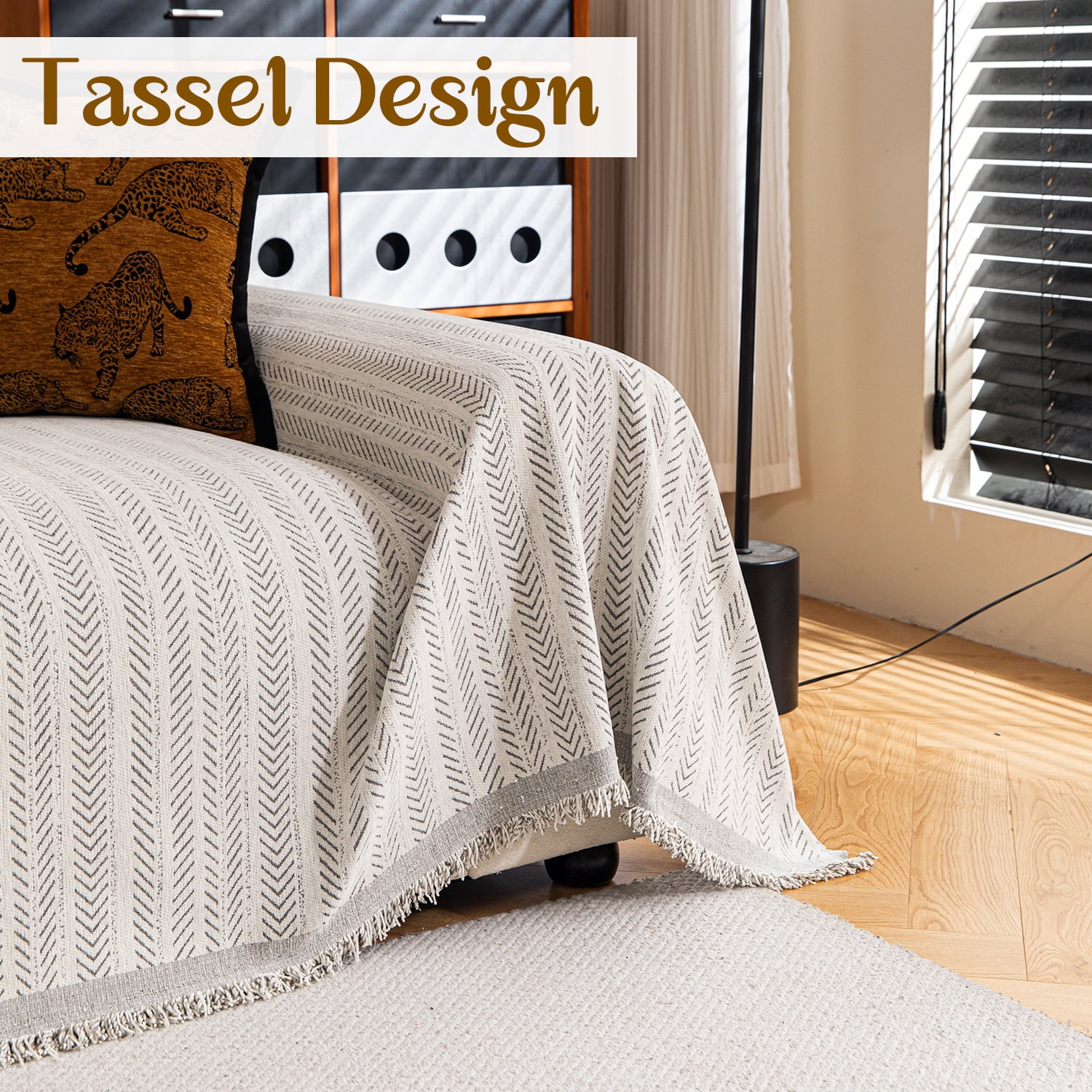 Jessy Home Sofa Cover Slipcover Couch Cover Protector Durable Multi-Function Furniture Cover for Dogs Cats Home Decor 71"x 118"Beige