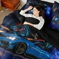 thumbnail image 4 of jejeloiu Blue Cool Car 7-Piece Bedding Comforter Set,Extreme Sport Lover King Bedding Sets For Racing Gamer Reversible, 4 of 8