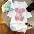 thumbnail image 2 of Camisetas de moda coreana para mujer, camiseta de manga corta de algodón 100%, ropa de diseñador con lentejuelas de oso, Tops de lujo para mujer, S-4XL, 2 of 3