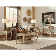 Alaterre Furniture Rustic Solid Wood End Table with Drawer and Shelf, Driftwood Finish - Accent Furniture with Queen Anne Legs, Natural