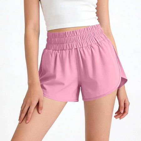 ITSAME Girls Athletic Shorts Elastic Waist Lightweight Loose Fit Summer Casual Active Shorts Pink