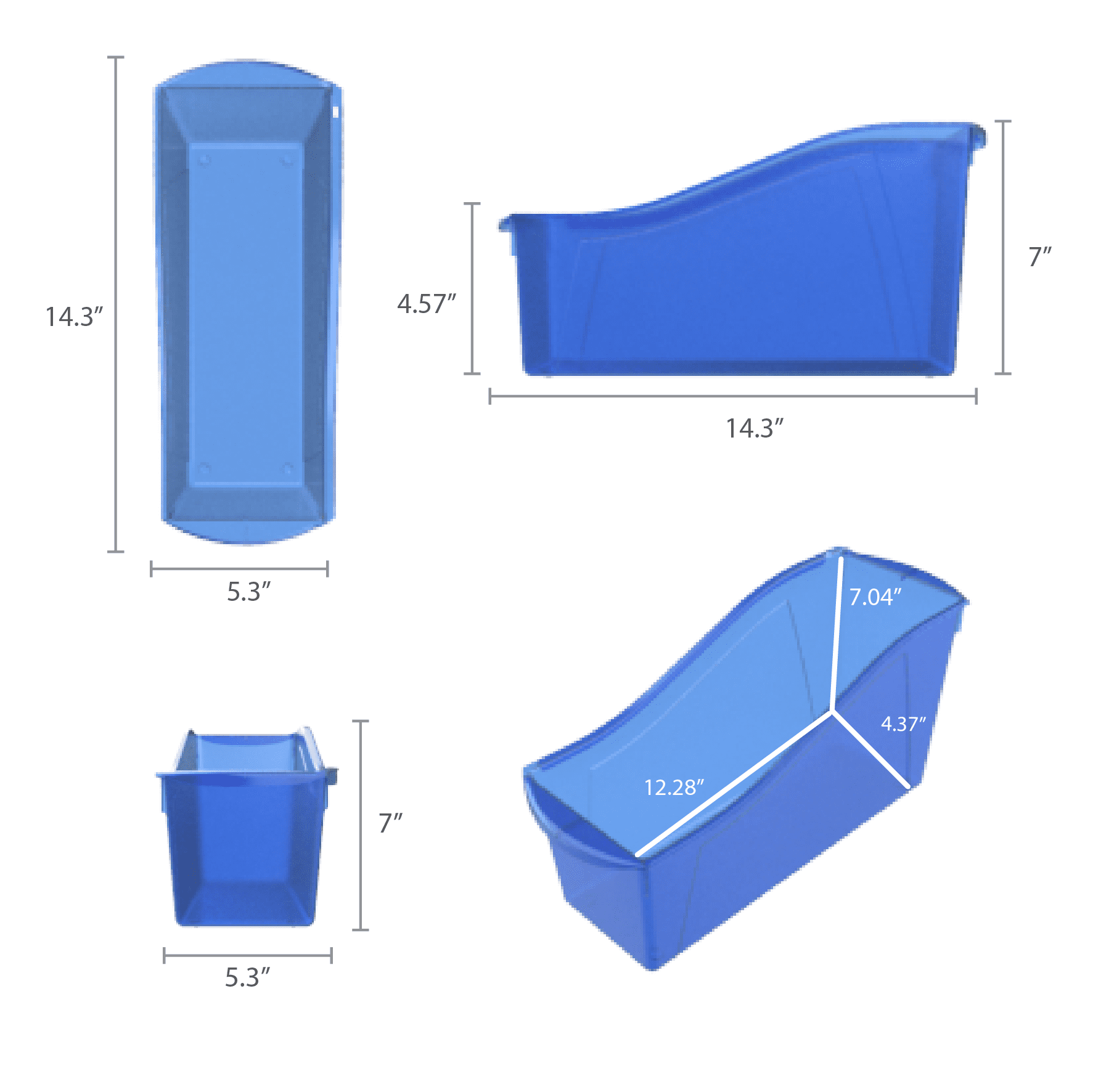 Pen+Gear Plastic Desktop Book Organzer Bin, Clear Blue