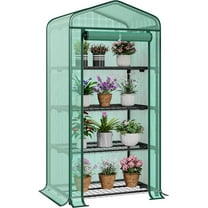 Jinyi 4 Tier Mini Greenhouse - Portable Greenhouse with Steel Frame and PVC Cover for Indoor or Outdoor - 27 x 19 x 63 Inch