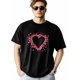 thumbnail image 1 of Camisetas para hombre, camiseta romántica de algodón con cuello redondo y corazones rosas, manga corta para hombre, San Valentín, corazón de amor., 1 of 8
