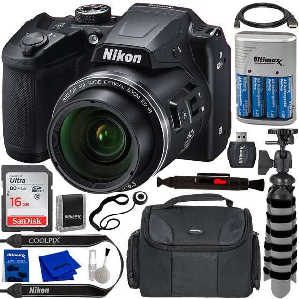 Nikon COOLPIX B500 Digital Camera (Black) with Essential Accessory Bundle Includes SanDisk