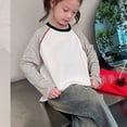 thumbnail image 5 of Antinious Toddler Girls Hoodies Tops,Casual Long Sleeve Sweatshirt for Boys Girls,Children's Color Matching Striped Raglan Sleeve Round Neck Bottoming Shirt Top,White,170, 5 of 5