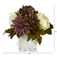 thumbnail image 2 of 13in. Peony, Hydrangea and Dahlia Artificial Arrangement in Marble Finished Vase, 2 of 3